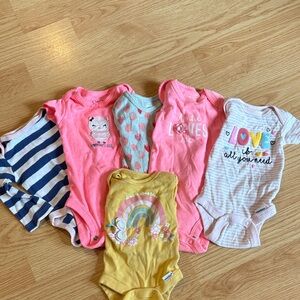 Girls' Mix & Match One-Piece Bodysuit Set - Pink, Yellow, Blue, White